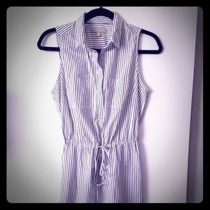 Grey & White Pinstripe Sleeveless Dress